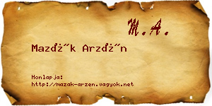 Mazák Arzén névjegykártya